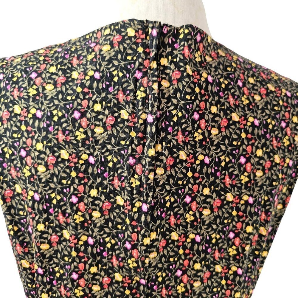 Betsy Lauren Y2K Sleeveless Cotton Sheath Dress Sz 12P Stretch Floral on Black - Picture 5 of 9